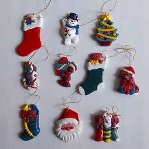 10 Ceramic Christmas Tree Ornaments